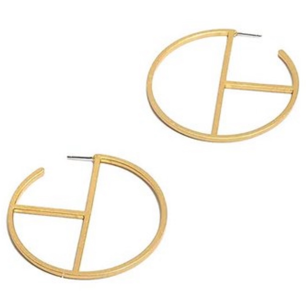 Madewell- Goldtone Brushed Geometric Hoop Earrings